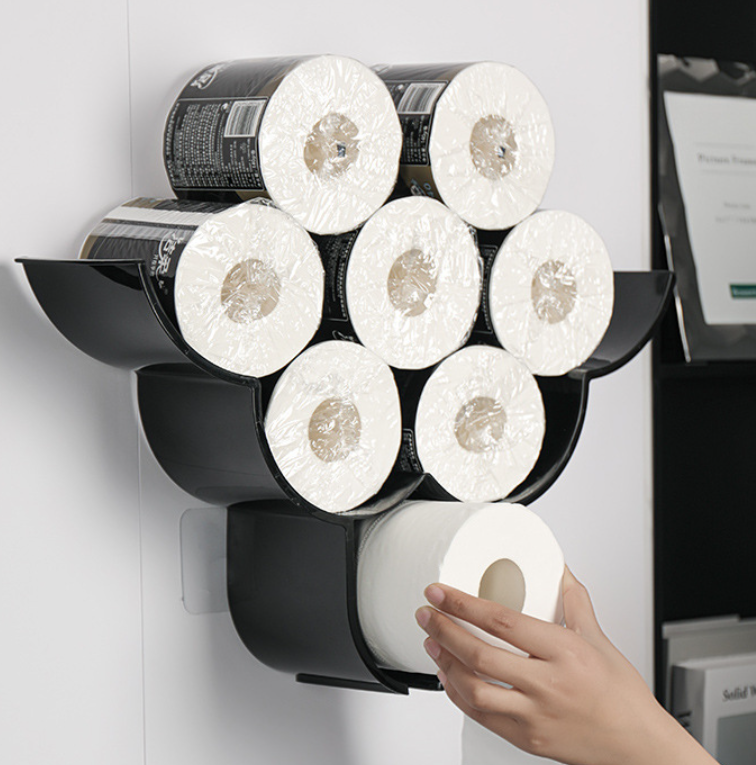 Wall-Mounted Toilet Paper Holder with Storage Shelf